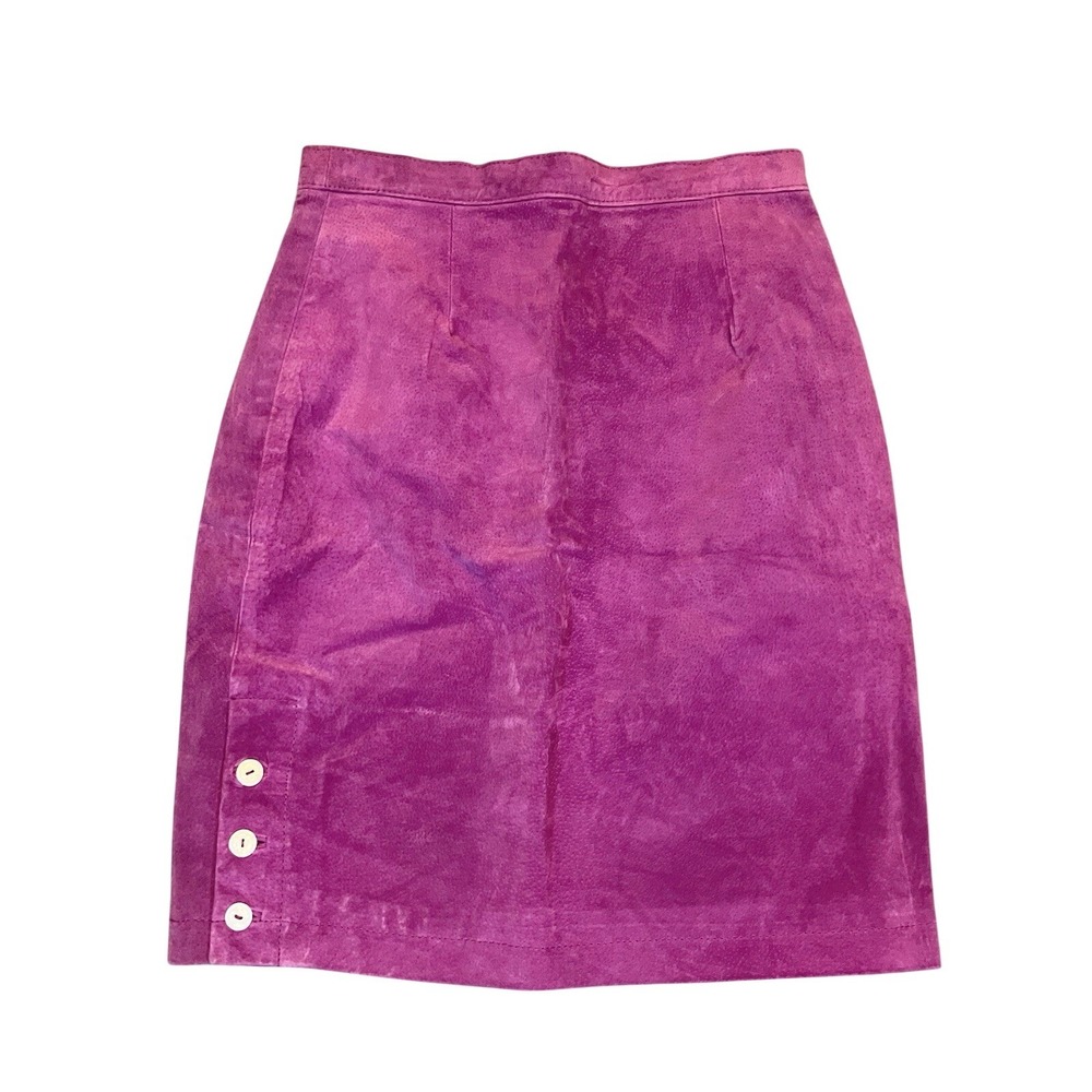 Hugo Busca Leather Pencil Skirt Women 8 Purple Dark Academia Moody Vampy Preppy‎
